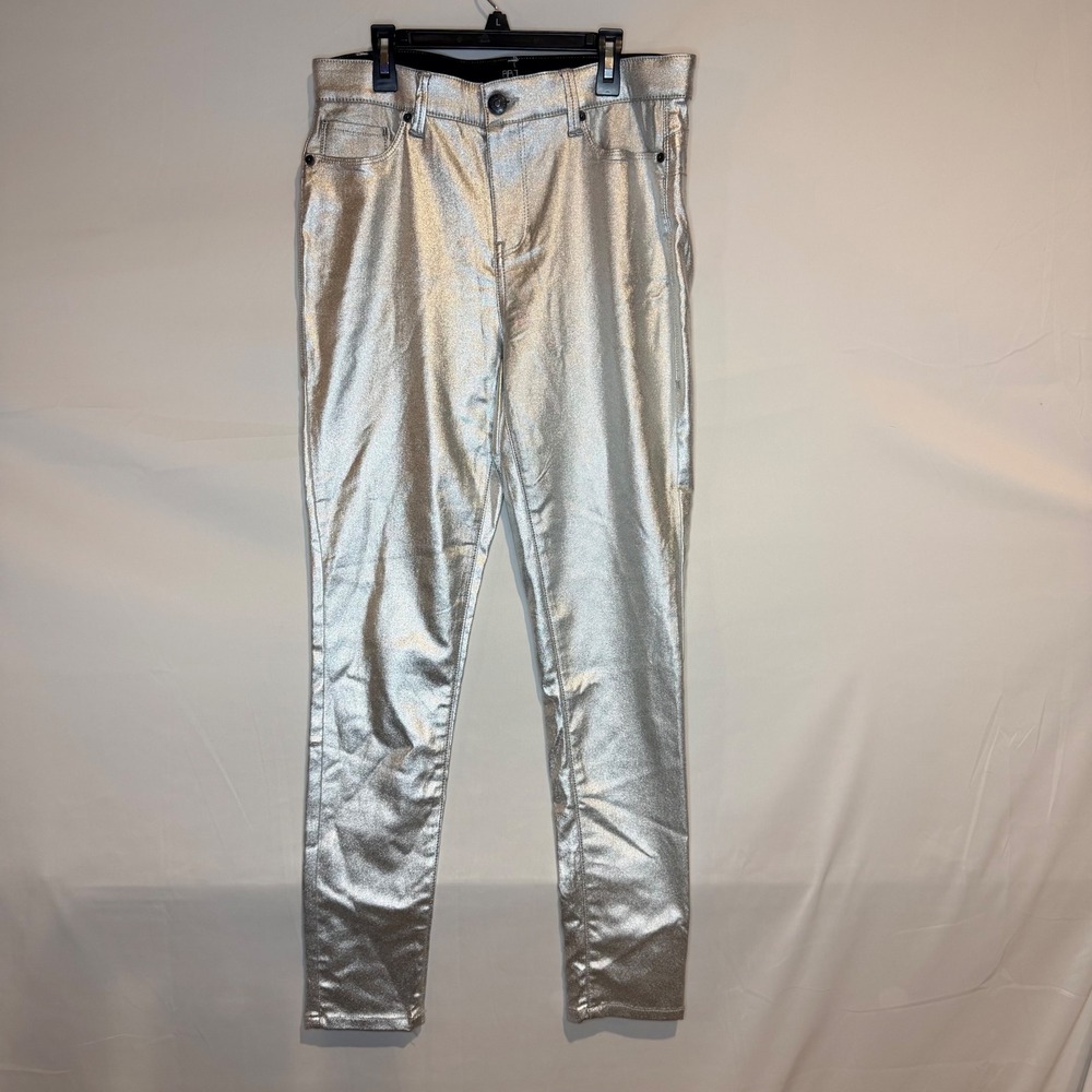 BBJ Los Angeles Metallic Silver Skinny Pants Womens Size 11/30 High Shine Foil